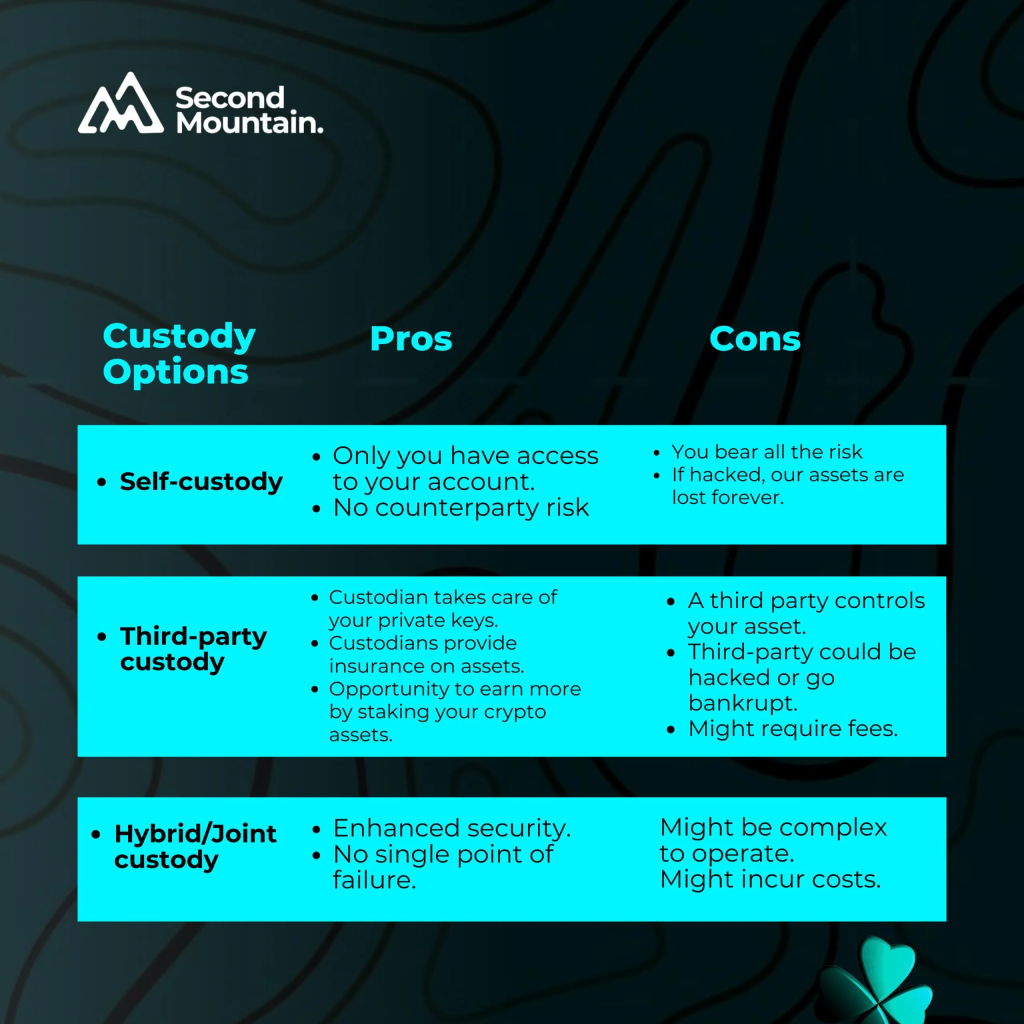 Pros and Cons of crypto custody options
